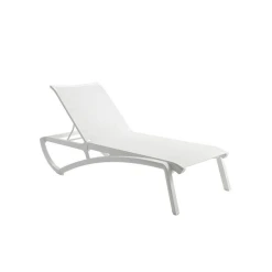 Bain De Soleil En Polypropylène Blanc Glacier Toile Blanche Sunset Grosfillex