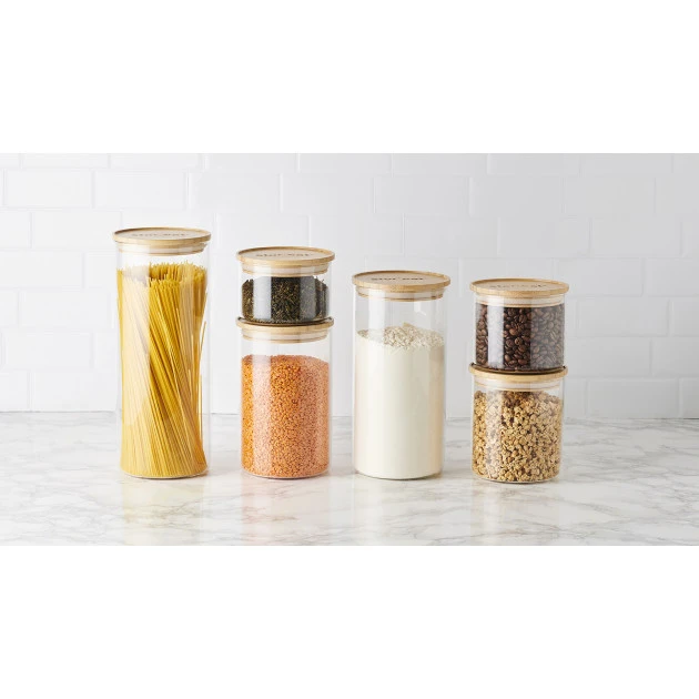 Bocal En Verre 1,75 L Avec Couvercle Bambou Stor'eat Mastrad â Image 3