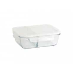 Boîte De Conservation En Verre Avec Compartiments Rectangle 950 Ml Pebbly