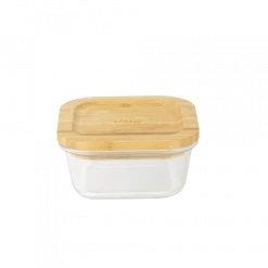 Boîte De Conservation En Verre Et Bambou Carré 520 Ml Pebbly