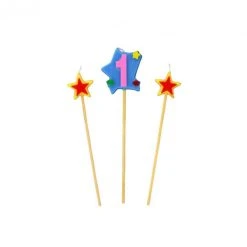 GATODECO Bougie Chiffre 1 Avec 2 Bougies étoiles Gatodéco