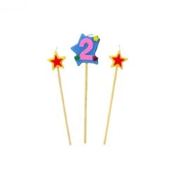 GATODECO Bougie Chiffre 2 Avec 2 Bougies étoiles Gatodéco
