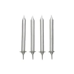 GATODECO Bougies Argentées (x12) Avec Bobèches Gatodéco