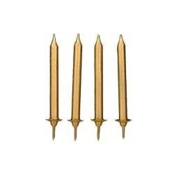 GATODECO Bougies Dorées (x12) Avec Bobèches Gatodéco