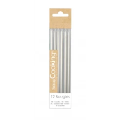 Bougies Longues Argentées 12 Cm (x12) Scrapcooking