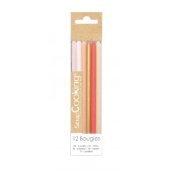 Bougies Longues Rose Et Or 12 Cm (x12) Scrapcooking