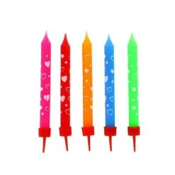 GATODECO Bougies Multicolores à Coeurs Blancs (x10) Gatodéco