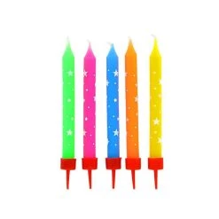 GATODECO Bougies Multicolores à Etoiles Blanches (x10) Gatodéco
