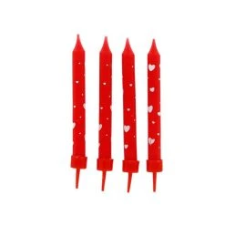 GATODECO Bougies Rouges à Coeurs Blancs (x8) Gatodéco
