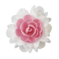 Bouquet Fleur Azyme 10 Cm Rose Et Blanc 5 Cm (x6) Florensuc