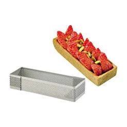 MALLARD FERRIERE Cadre à Tarte Rectangle Inox Perforé 11x3.5 Cm H.2 Cm
