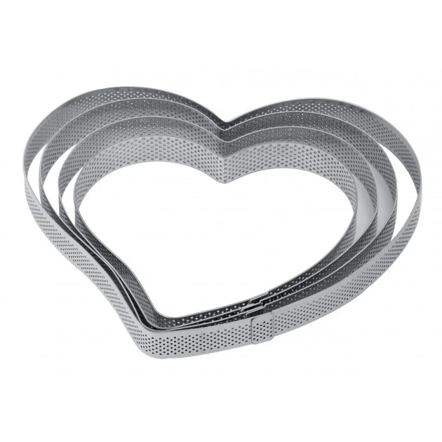 Cercle à Tarte Coeur Inox Micro-perforé 16 X 15 Cm X H 2 Cm Pavoni