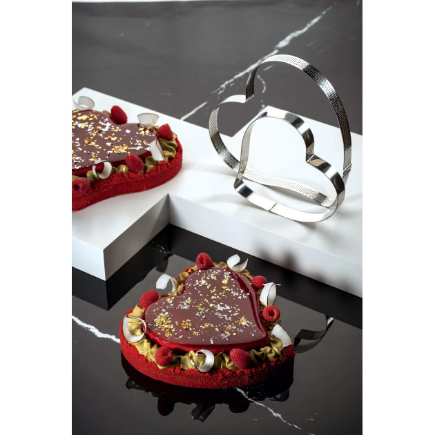 Cercle à Tarte Coeur Inox Micro-perforé 18 X 17 Cm X H 2 Cm Pavoni – Image 2