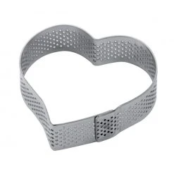 Cercle à Tarte Coeur Inox Micro-perforé 7,5 X 7 Cm X H 2 Cm Pavoni