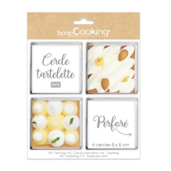 Cercles à Tarte Individuels Perforés Carrés 8 Cm (x4) Scrapcooking