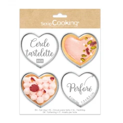 Cercles à Tarte Individuels Perforés Cœur 7,5 X 8 Cm (x4) Scrapcooking