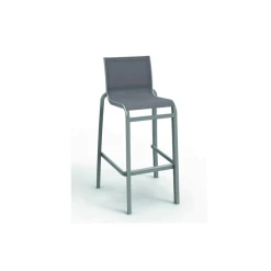 Chaise Haute Gris Platinium Et Toile Grise Sunset Grosfillex