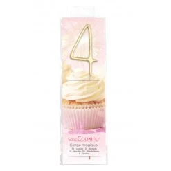 Cierge Magique Or 17,5 Cm Chiffre 4 Scrapcooking