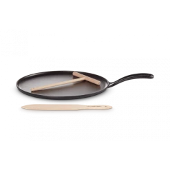 Crêpière En Fonte 27 Cm Noir Mat Avec Spatule & Râteau Le Creuset