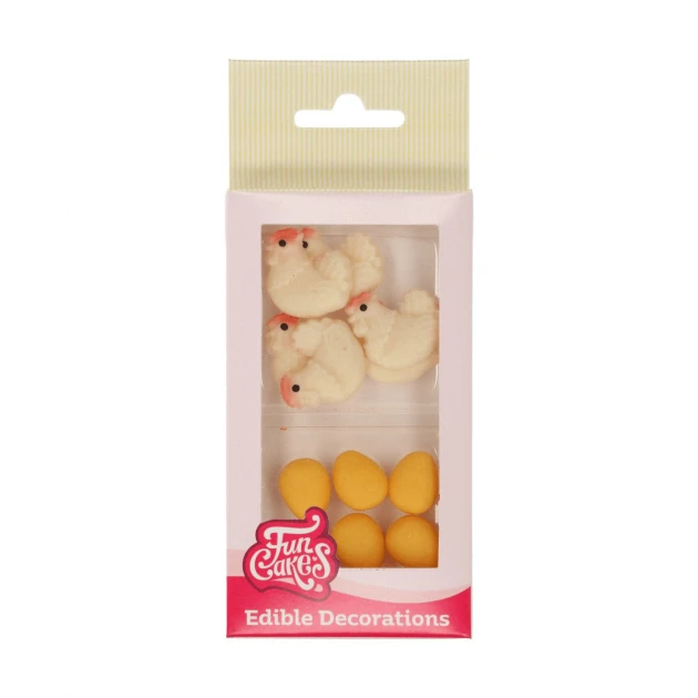 Décorations En Pâte D’Amande Poule & Œuf (x12) Funcakes