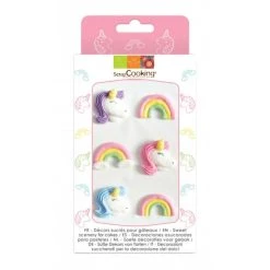 Décors En Sucre Licorne Et Arc En Ciel X6 Scrapcooking