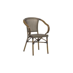 Fauteuil Imitation Rotin Beige Et Bois Lyrose