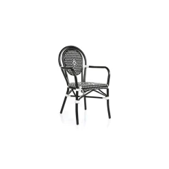 Fauteuil Tressé Bamboo Noir Et Blanc Lyrose