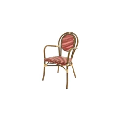 Fauteuil Tressé Bamboo Rouge Et Crème Lyrose