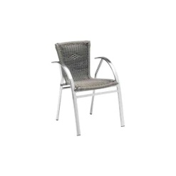 Fauteuil Tressé Structure Aluminium Djerba Gris Lyrose