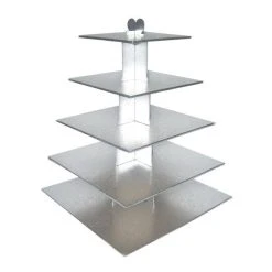 GATODECO Grand Présentoir Argenté Cupcakes 5 Etages Carrés Gatodéco