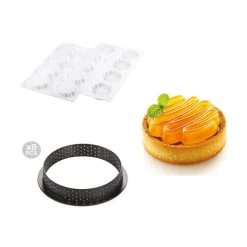 Kit Moule Silicone 8 Tartelettes Ø 80mm Saint Honoré Silikomart Professional