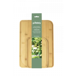 Lot 2 Planches à Découper Bambou Avec Rigole Vert Sauge Pebbly
