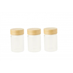 Lot 3 Pots En Verre Et Bambou 75 Ml Pebbly
