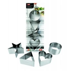 Lot 4 Emporte-Pièces Inox Coeur, Triangle, Étoile Et Cercle 8 Cm Ibili