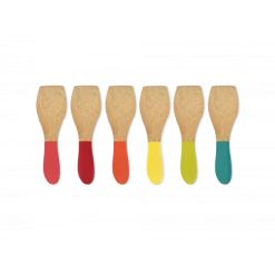 Lot 6 Spatules Raclette Bambou Colorées Pebbly