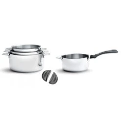 De Buyer Lot De 4 Casseroles Twisty + 1 Queue + 2 Anses Noires