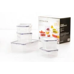 Lot De 5 Boîtes De Conservation Plastique 350 Ml - 470 Ml - 1 L Lock And Lock