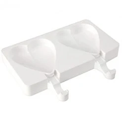 Moule à Glace Silicone 2 Mini Coeur Avec Bâtonnets SilikoMart