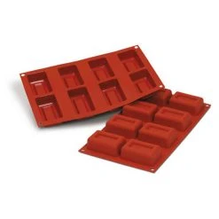 Moule Silicone Savarin Rectangle 7,5 X 4,8 Cm X H 2,8 Cm (x8) Silikomart