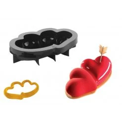 Moule Silicone Coeur Double 25 X 14 Cm X H 6 Cm Pavoni