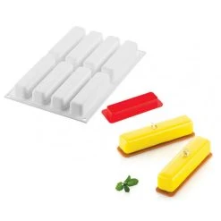 Moule Silicone Éclairs Stripe 13 X 2,8 Cm X H 2,8 Cm (x8) Silikomart Professional