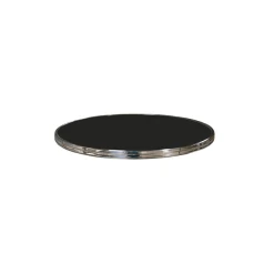 Plateau De Table Ø60 Cm Noir Cerclage Inox Cerclé Topalit