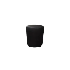 Pouf Rond En Simili Cuir Noir Lisbonne 2imahl