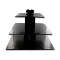 GATODECO Présentoir Noir Cupcakes 3 Etages Carrés Gatodéco