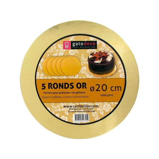 GATODECO Ronds Dorés Ø 19,6 Cm (x5) Gatodéco