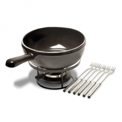 Service à Fondue En Céramique Ø 24 Cm Fusain Emile Henry