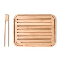 Set Planche à Pain 26 X 20 Cm + Pince à Toast Bambou Pebbly
