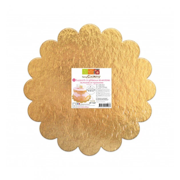 Support Gâteau Or Et Noir Rond Cannelé Ø24cm X5 Scrapcooking – Image 2